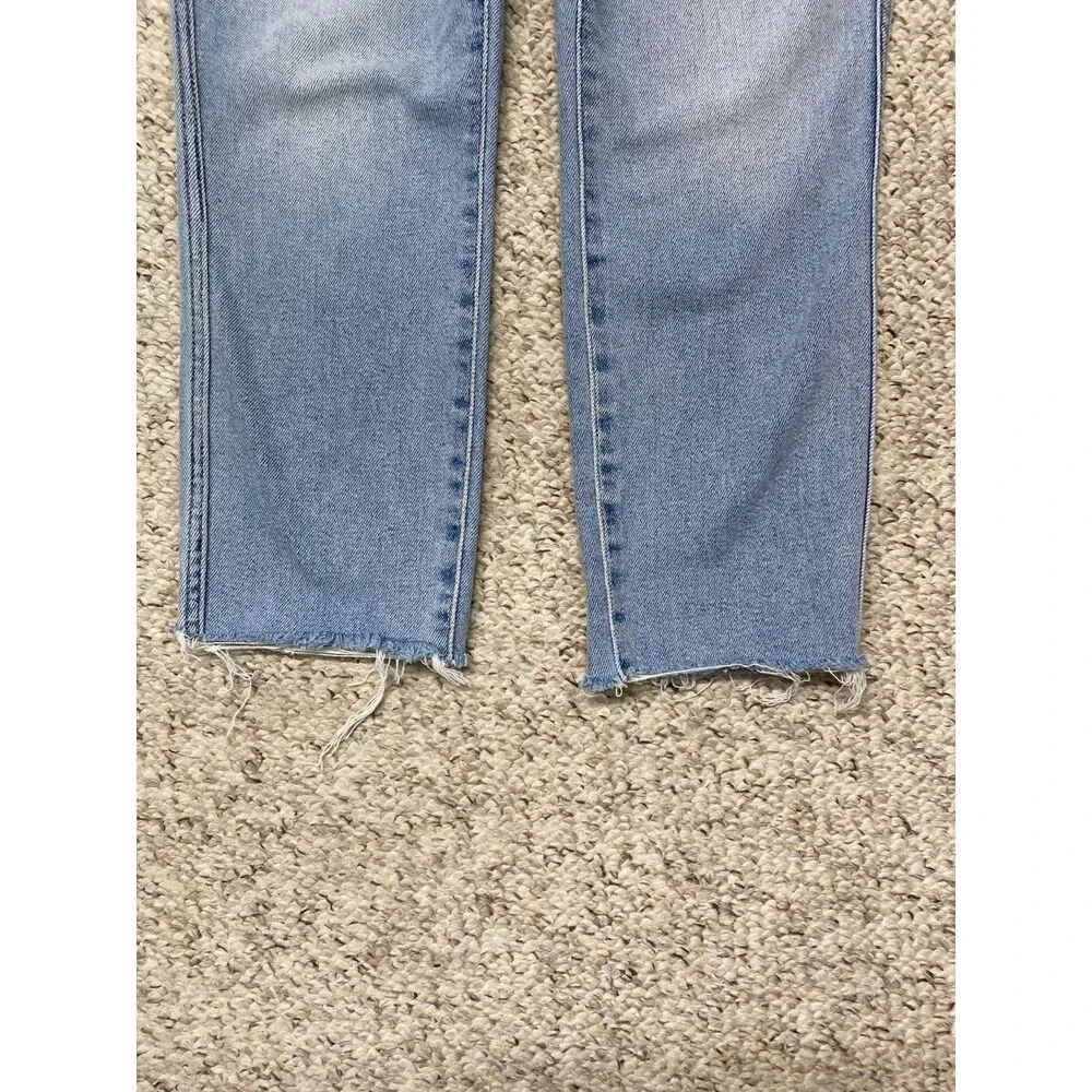 Good American Good Legs Crossover Waist Crop Skinny Size 14/32 Raw Hem BLUE410
